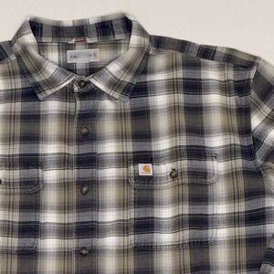 Carhartt‎ Original Fit 2XL Heavy Weight Thick Gray Green Plaid Flannel
